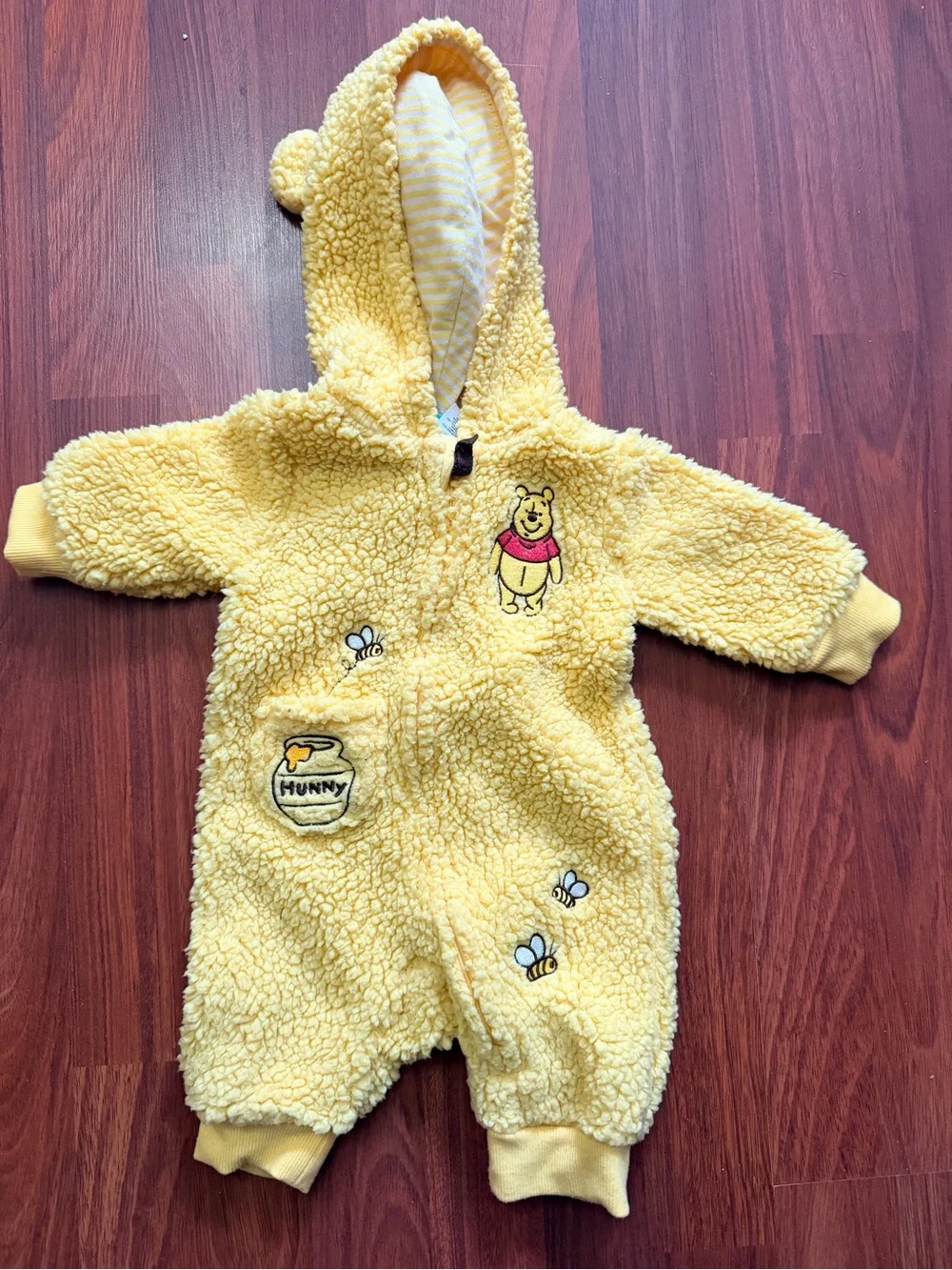 Disney Yellow Winnie the Pooh Sherpa Hooded One-Piece